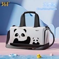 361°泳包儿童卡通防泼水可爱单肩包斜挎包健身包运动包 黑色熊猫