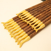 康夫贝鸡翅木筷子家用实木筷子中式木头餐具无漆无蜡鸡翅木美人鱼[10双]