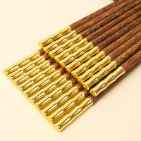 康夫贝鸡翅木筷子家用实木筷子中式木头餐具无漆无蜡鸡翅木节节高[10双]