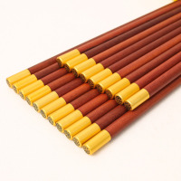 康夫贝鸡翅木筷子家用实木筷子中式木头餐具无漆无蜡红檀木圆顶福[10双]