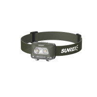 山力士sunrei星光感应头灯LED夜钓轻量化徒步充电超亮钓鱼头戴式照明灯 星光380军绿色+3节干电池