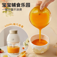 小熊(Bear)婴儿辅食机 小型绞肉机家用迷你绞馅碎肉机0.6L 优雅白丨6叶刀细绞 QSJ-D02Q1