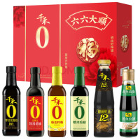 千禾零添加六六大顺礼盒 糯米香醋500ML+酱油180天500ML+葱姜料酒500ML+特级老抽500ML+耗油+豉油