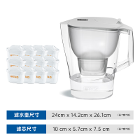 碧然德(BRITA)过滤净水器 家用滤水壶 Kalea 晨汐系列XL 3.5L(灰)+专家版滤芯12枚(含组套)