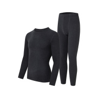 华普思艺纯棉保暖内衣男款套装A类男女士秋衣秋裤情侣加厚加绒款全棉毛衫 男G1001深麻灰-圆领套