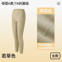 华普思艺纯棉秋裤女士内穿春秋衬裤棉毛裤无痕薄款打底裤百搭保暖睡裤(280G绒感厚款)女单裤-若草色