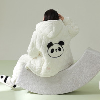 [夹棉暖衣]情侣睡衣冬季夹棉加厚珊瑚绒保暖男女士绒棉衣家居服 J2204-奶油白