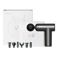 康佳迷你筋膜枪家用瑜伽健身肌肉放松按摩器99档充电款按摩枪礼品[礼盒装]V5-6档6按摩头-灰色