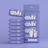 米奇喵可王系列迷你湿巾便携小包装抽取手口清洁湿纸巾女学生儿童卫生婴儿湿巾纸兔兔迷你湿巾[1提8包*8片]3包装