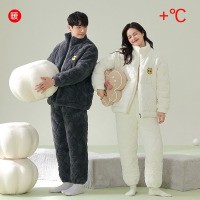 米奇喵[夹棉暖衣]情侣睡衣冬季夹棉加厚珊瑚绒保暖男士绒棉衣家居服