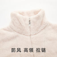 米奇喵[暖暖绒]秋冬季珊瑚绒情侣睡衣女保暖加厚轻运动套装