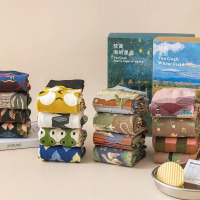 米奇喵袜子油画风中筒袜女新疆长绒棉