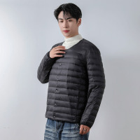 米奇喵新男式90绒纯色新款男装V领圆领羽绒内胆羽绒服大码外套
