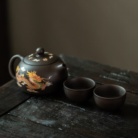 华普思茶具凤鸣遇热变色紫砂壶手工龙凤呈祥大号茶壶泡茶壶 变色凤鸣西施壶一壶两杯