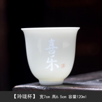 华普思羊脂玉玲珑花神杯白瓷茶杯品茗杯主人杯家用陶瓷单杯功夫茶具礼品 玲珑杯-喜乐