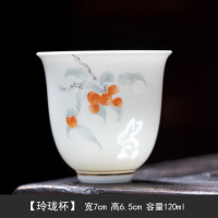 华普思羊脂玉玲珑花神杯白瓷茶杯品茗杯主人杯家用陶瓷单杯功夫茶具礼品 玲珑杯-励志