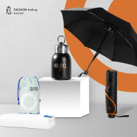 K.S.自由精神出行套装-三件套A (保温杯+毛巾+雨伞)KS-751 玄英黑
