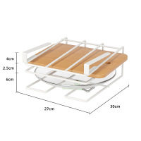 华普思厨房免打孔置物架多功能锅盖砧板菜板放置收纳架橱柜吊柜下挂架 [E163白亮光]双层可放锅盖款