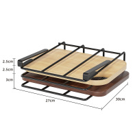 华普思厨房免打孔置物架多功能锅盖砧板菜板放置收纳架橱柜吊柜下挂架 [E164黑亚光]双层收纳架