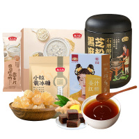 石磨醇香黑芝麻粉+奇亚籽燕麦片+红糖+黄冰糖