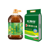 长寿花低芥酸浓香菜籽油5L + 东北长粒香大米 5kg 袋