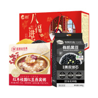 溢田溢小妹系列有机黑豆840g+八福进宝礼盒(高)+红枣桂圆红豆燕窝粥(252g)