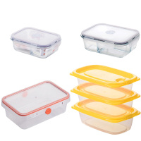 茶花分隔饭盒650ml+分隔饭盒1000ml+保鲜盒橙色1150ml+保鲜盒黄色830ml*3