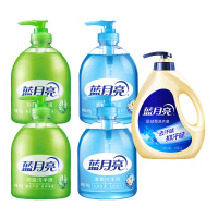 蓝月亮洗手液套装 芦荟抑菌2瓶+清爽2瓶装+洗衣液小苍兰香 1kg泵装