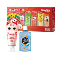 舒客儿童牙膏60g草莓香型+儿童牙膏(30g*5)魔法彩虹+漱口水500ml清凉薄荷