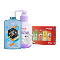 舒客儿童牙膏(30g*5)魔法彩虹+儿童牙膏150g清新葡萄+漱口水500ml清凉薄荷