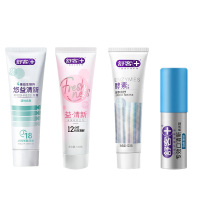 舒客牙膏120g清悦鲜果+牙膏120g莓莓冰茶+牙膏120g鲜萃青柠+口腔喷雾18ml劲爽薄荷