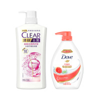 清扬多效水润洗发水720g+多芬净透醒肤沐浴露480g