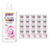 清扬多效水润洗发水940g+白袋旅行装5g*20