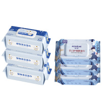 可王80片-交叉珍珠纹手口湿巾*3+幸运女神超大包80抽宠物湿巾*3