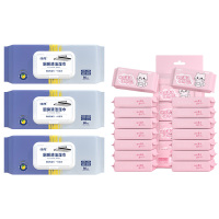 佳燕80抽20*25厨房湿巾*3+可王超迷你可爱猫湿巾*3