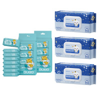 天真贝比80抽-宠物湿巾*3+可王小狗湿厕纸木浆可溶解[1提8包*8片]*3