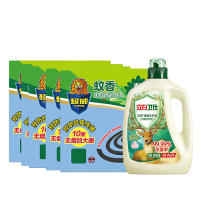 超威蚊香艾草180g/无烟加大10圈*5+立白洗衣液2kg瓶装立白卫仕洗衣液