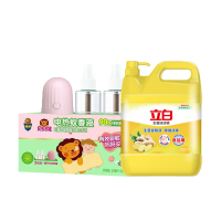 超威蚊香液茉莉蜜桃2瓶1器(婴儿专用90晚)+立白洗洁精生姜精4kg[8斤大桶]