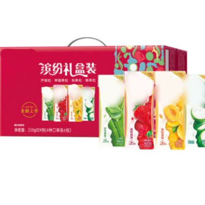 果粒(草莓+芦荟+椰果+桃果粒)真果粒年货礼盒 24盒/箱