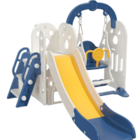 儿童折叠滑滑梯 家庭多功能游乐场 升级加大米奇三合-[星际蓝] 货期一周