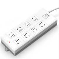 得力 T820850 延长线插座8组5米PE袋装 白色 1组2个 货期1周