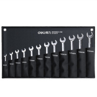 得力 DL140012T 梅花开口两用扳手 镜面两用棘轮快扳套装12件套 货期1周