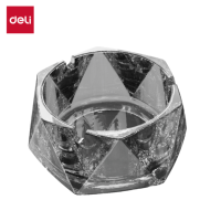 得力 LQ174大号几何玻璃烟灰缸105*55mm(黑色)