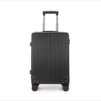 恒源祥 HYX8062 竖纹拉链箱 出差行李箱可登机旅行拉链密码箱 24英寸 黑色 货期1周