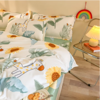 罗曼罗兰 芦荟棉四件套 被套200*230cm 床单230*230cm 枕套48*74cm*2[阳光小鹿]