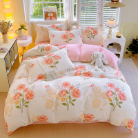 罗曼罗兰 加厚磨毛四件套 被套200*230cm 床单230*230cm 枕套48*74cm*2 [花园春景]