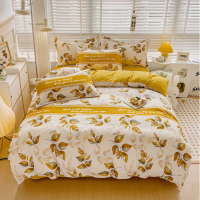 罗曼罗兰 加厚磨毛四件套 被套200*230cm 床单230*230cm 枕套48*74cm*2 [金叶飘香]