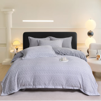 罗曼罗兰 TJ003 水晶绒四件套 被套200*230cm 床单245*250cm 枕套48*74cm*2[雾蓝星点]