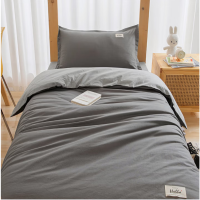 罗曼罗兰 全棉三件套 被套 160x210cm 直角床单160x220cm 枕套48×74cm*1[简单生活-深灰]