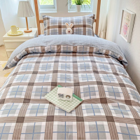 罗曼罗兰 全棉三件套 被套 160x210cm 直角床单160x220cm 枕套48×74cm*1[百变生活-咖]